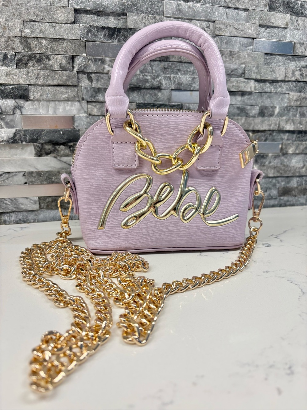 Bebe Purple and Gold Mini Crossbody Purse